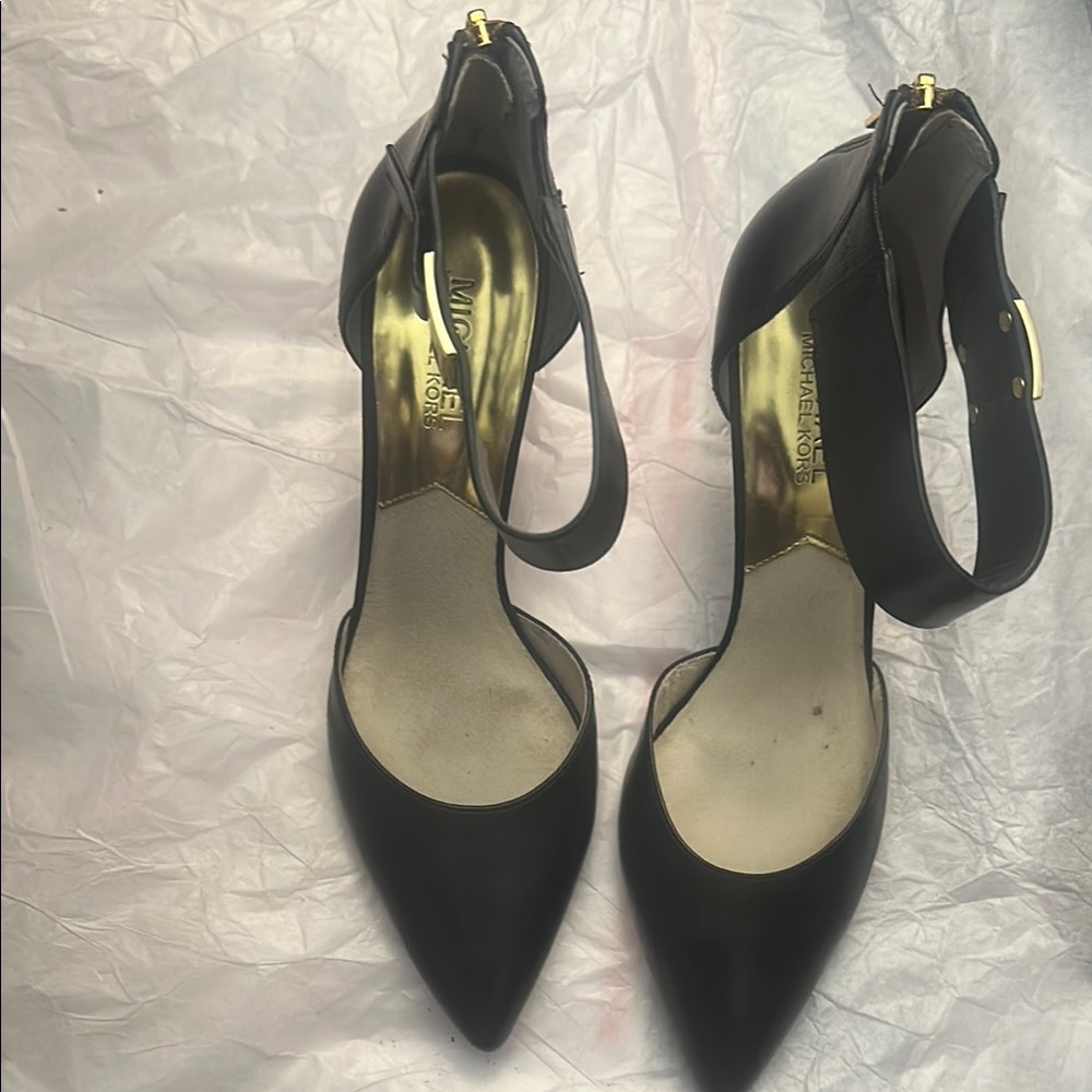 Michael Kors Black Heels with Ankle Strap and Stiletto Heel